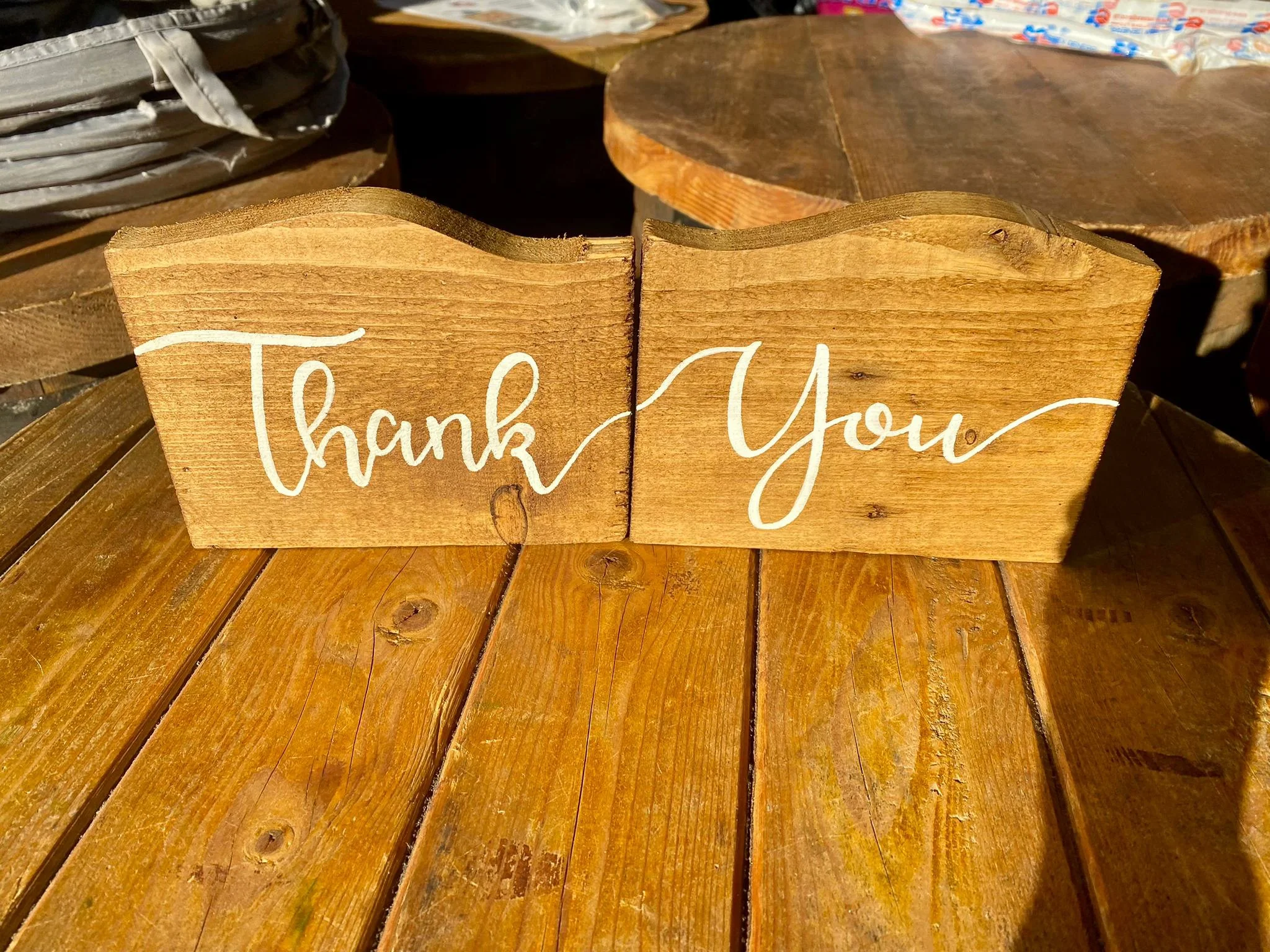 Wedding Thank You photo prop signs in white wooden, rustic chalkboard and rustic wooden styles