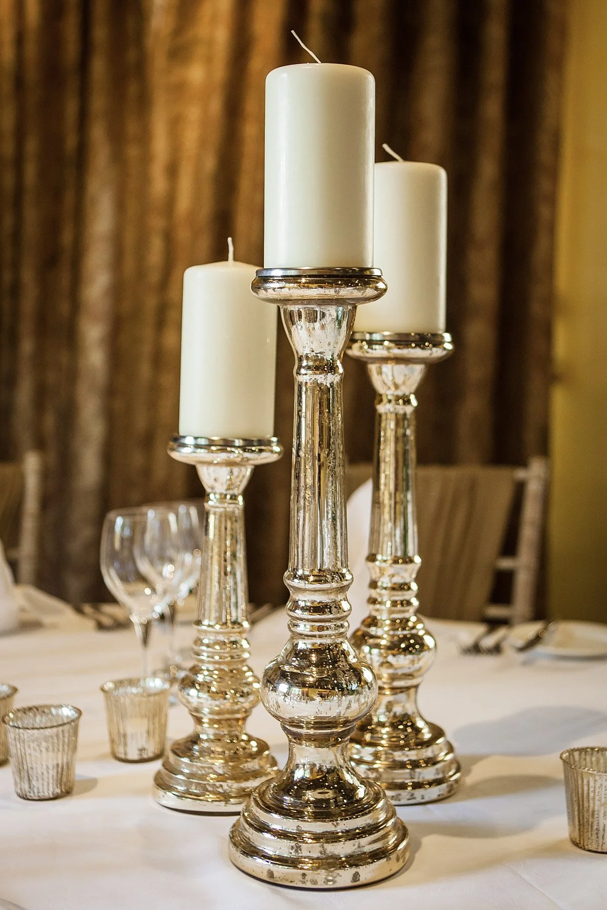 Mercury Glass Candlesticks - Gold/Silver