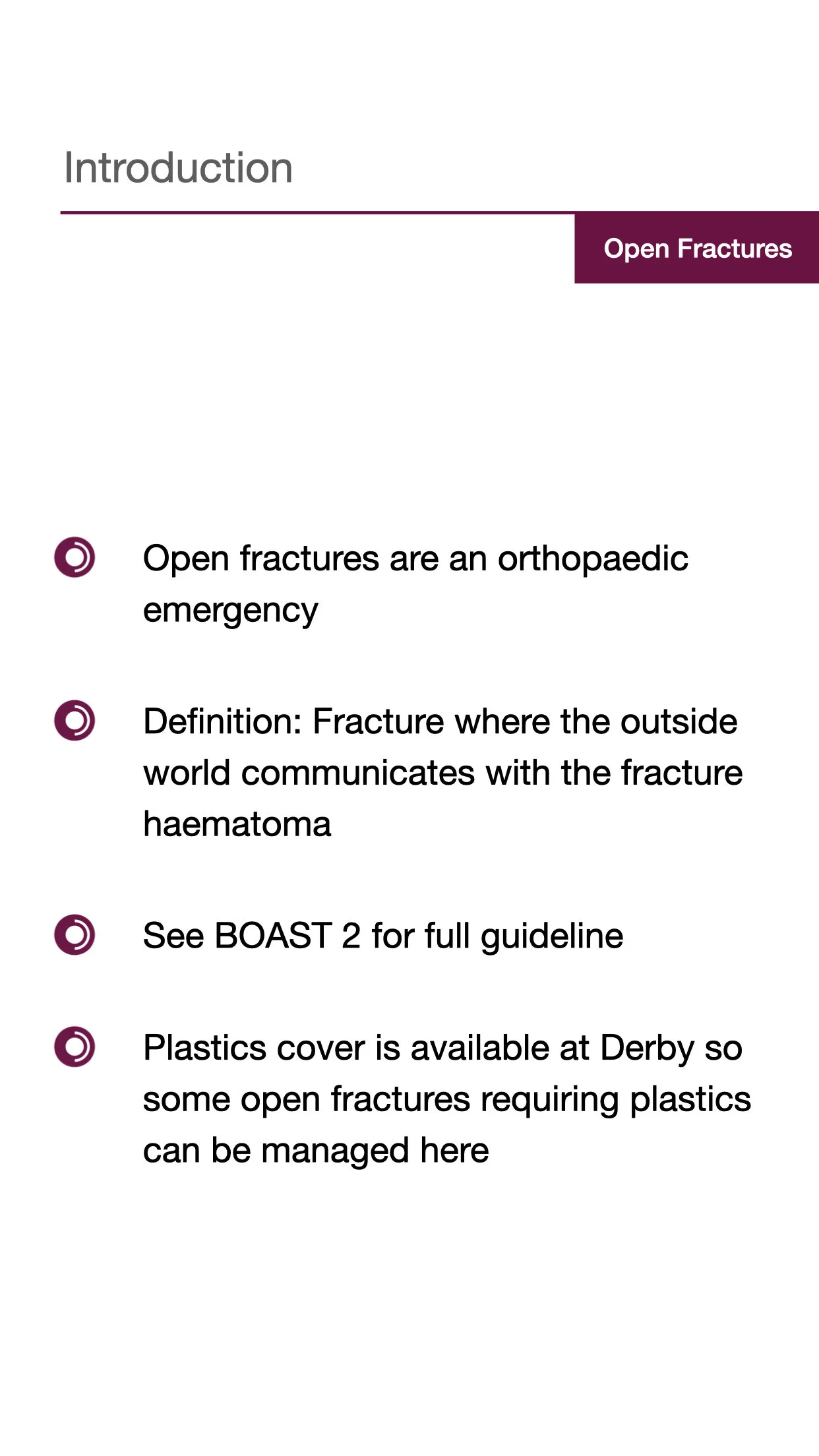 OPEN FRACTURES — Derby Orthopaedics Oncall Reference Guide