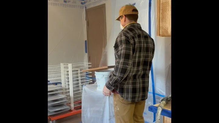Cabinets, cabinets, cabinets. (#modernfamily anyone?)
Applying a lovely green to these cabinets after primer, one coat at a time. 
Oh and don't forget the prep... I purchased a new #festool setup and it's a wonderful piece of equipment. Pictures to b