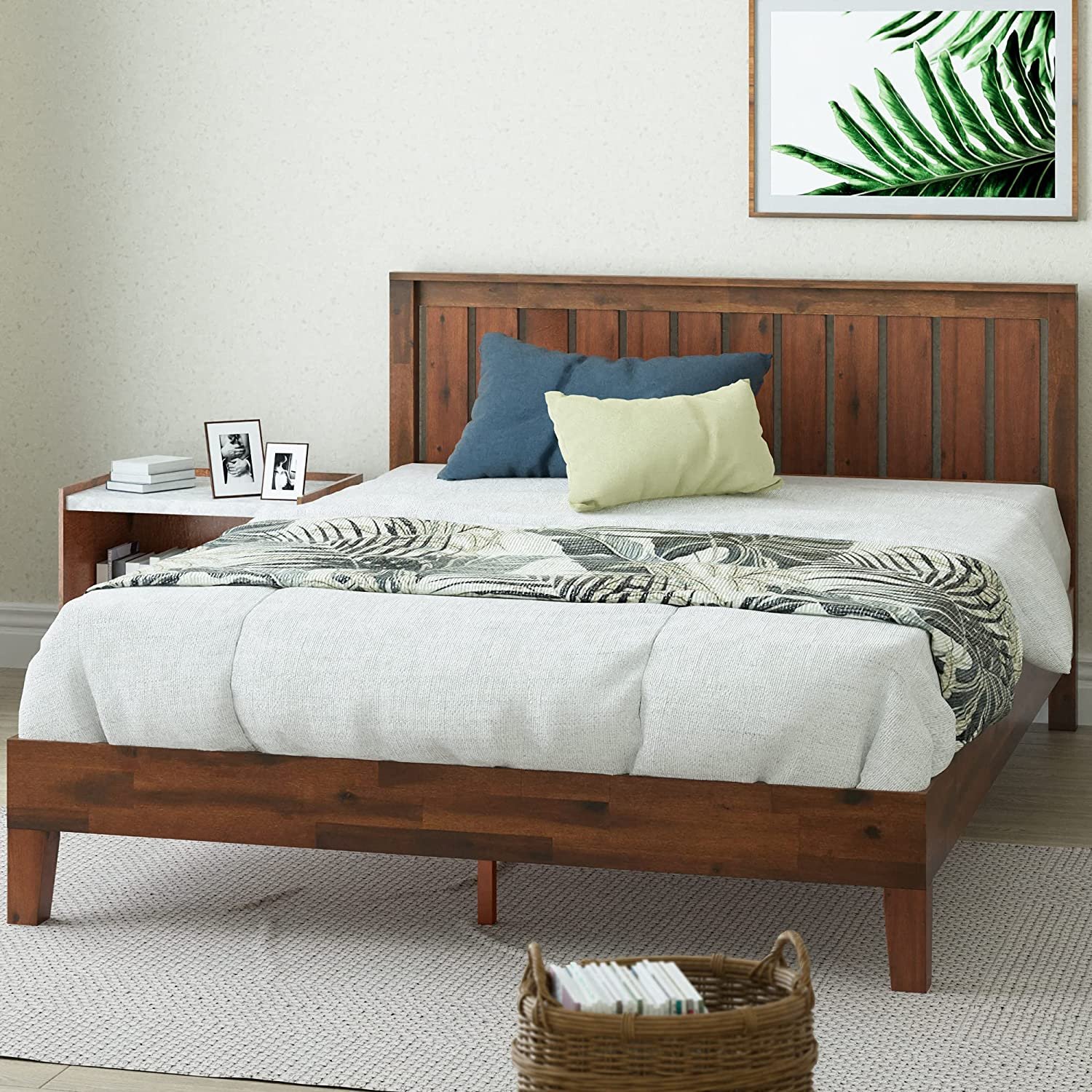 ZINUS Vivek Deluxe Wood Platform Bedframe With Headboard