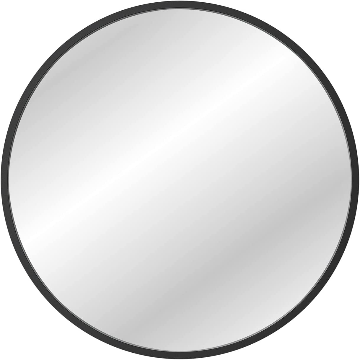 X HOME 24-Inch Black Round Mirror With Metal Frame
