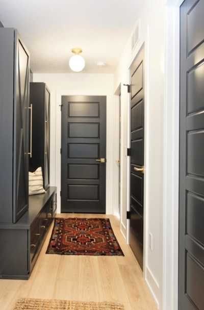 Black doors, brass hardware