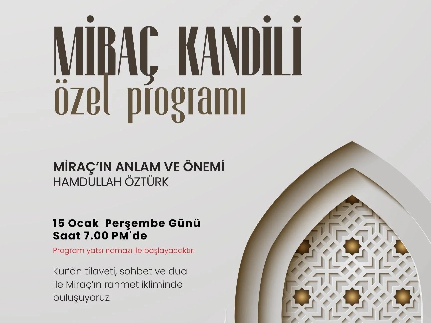 Miraç Kandili Özel Programı 2026