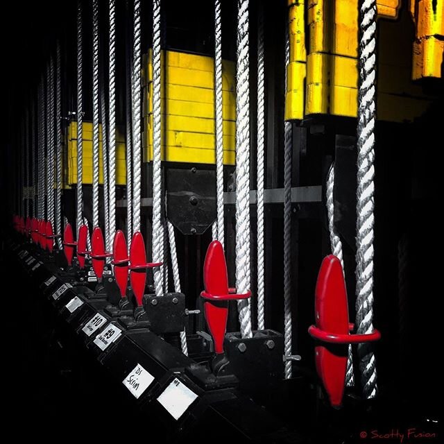 Behind the scenes. 
Ready and waiting 4 of 5
#theatre #theatrelife #flyrail #readyandwaiting #standby #railstandingby #stageleft #flyloft