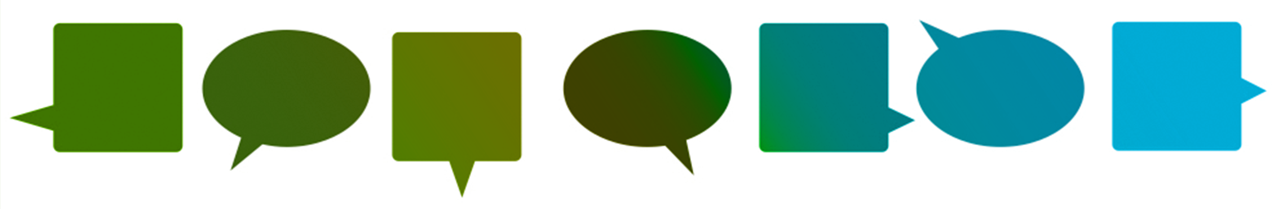 Speech Bubbles in various colors.