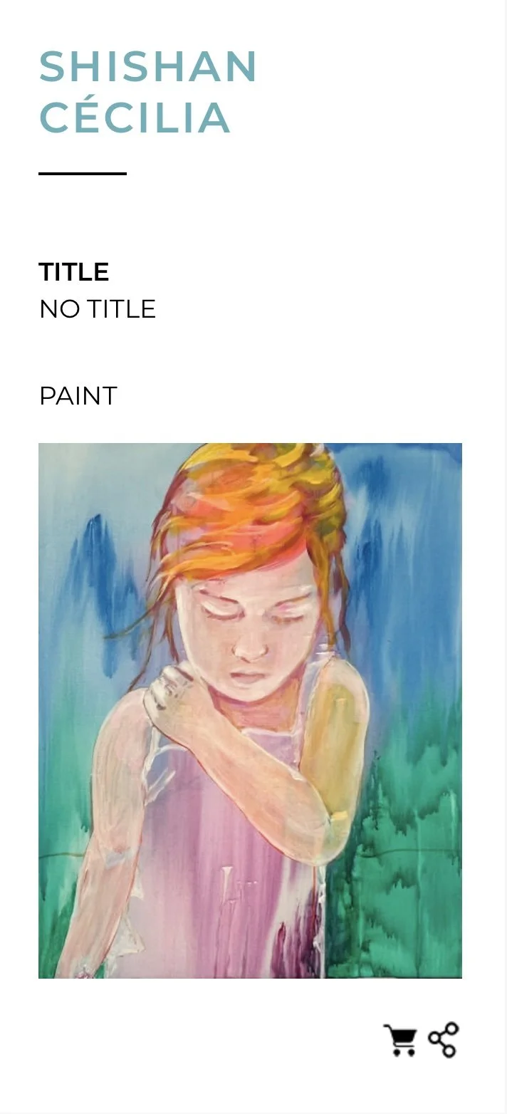 Peinture d'une jeune fille avec des cheveux roux, portant une robe rose, regardant vers le bas avec un bras croisé.