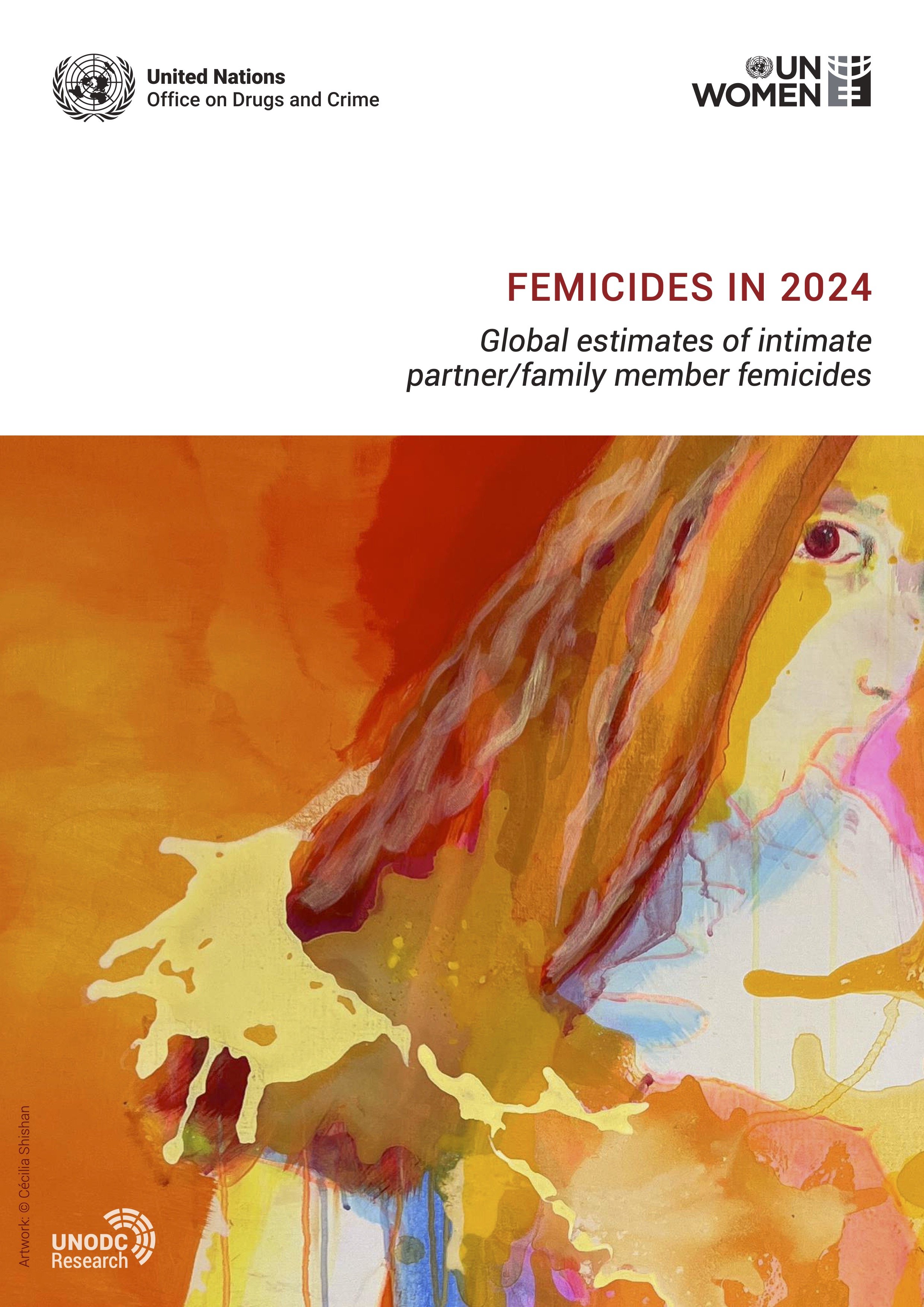 Couverture du rapport de l'ONU parru en 2025 sur les données du féminicide dans le monde en 2024. Global estimates of intimate partner/family member femicides