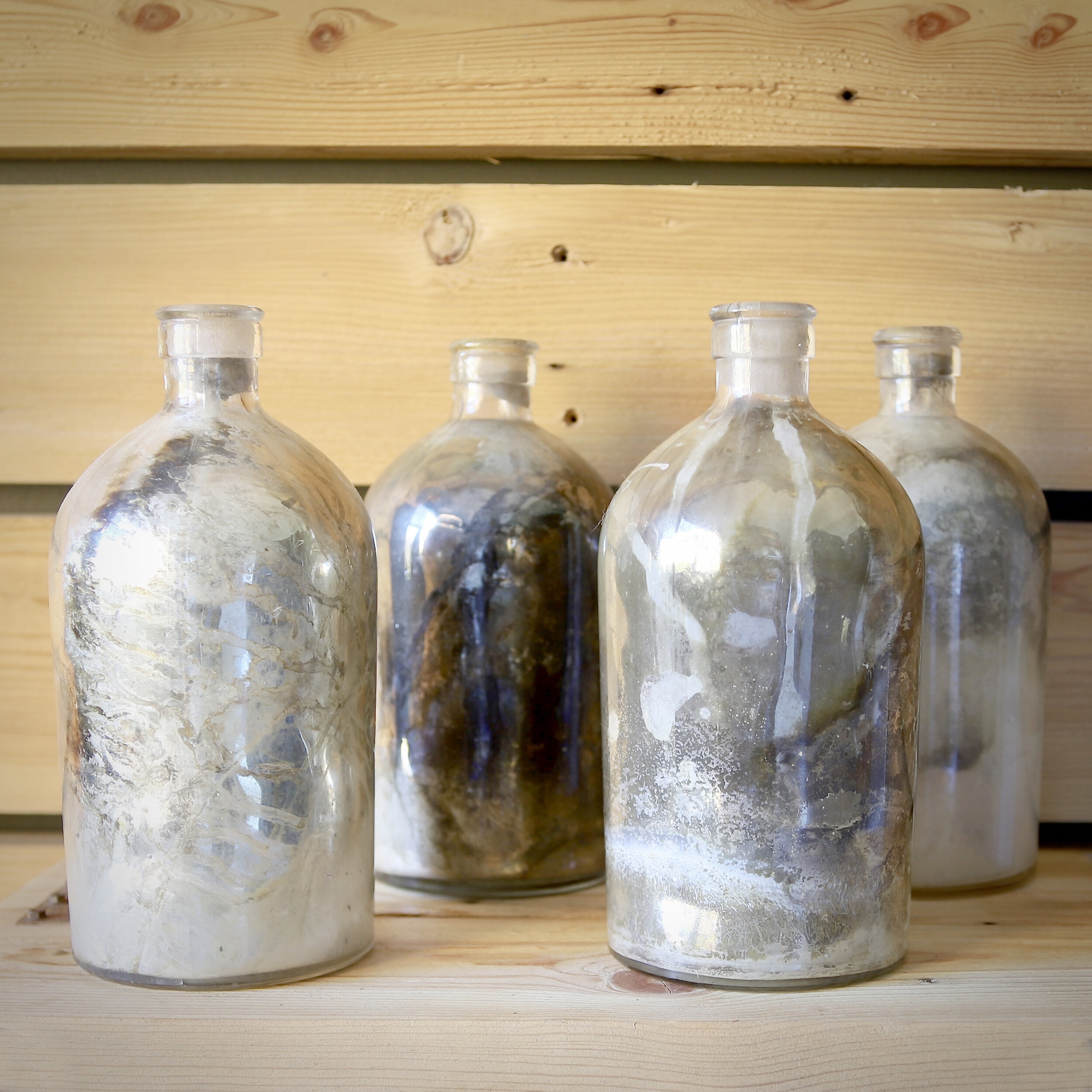 Vintage Mercury Glass Bottles