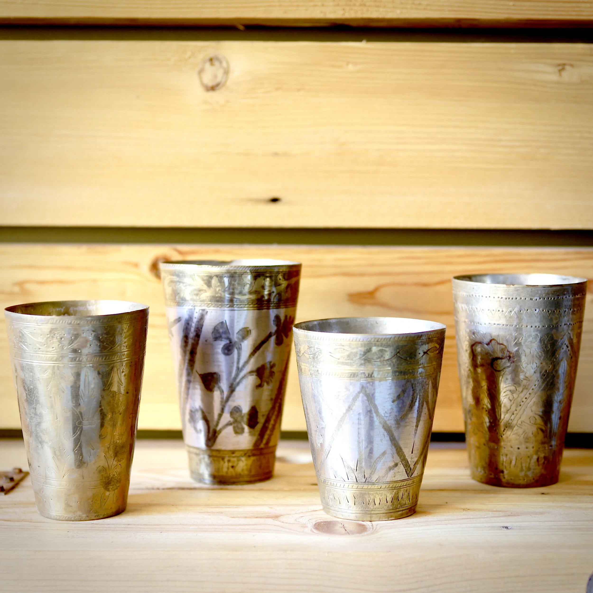 Vintage Brass Indian Lassi Yogurt Cups