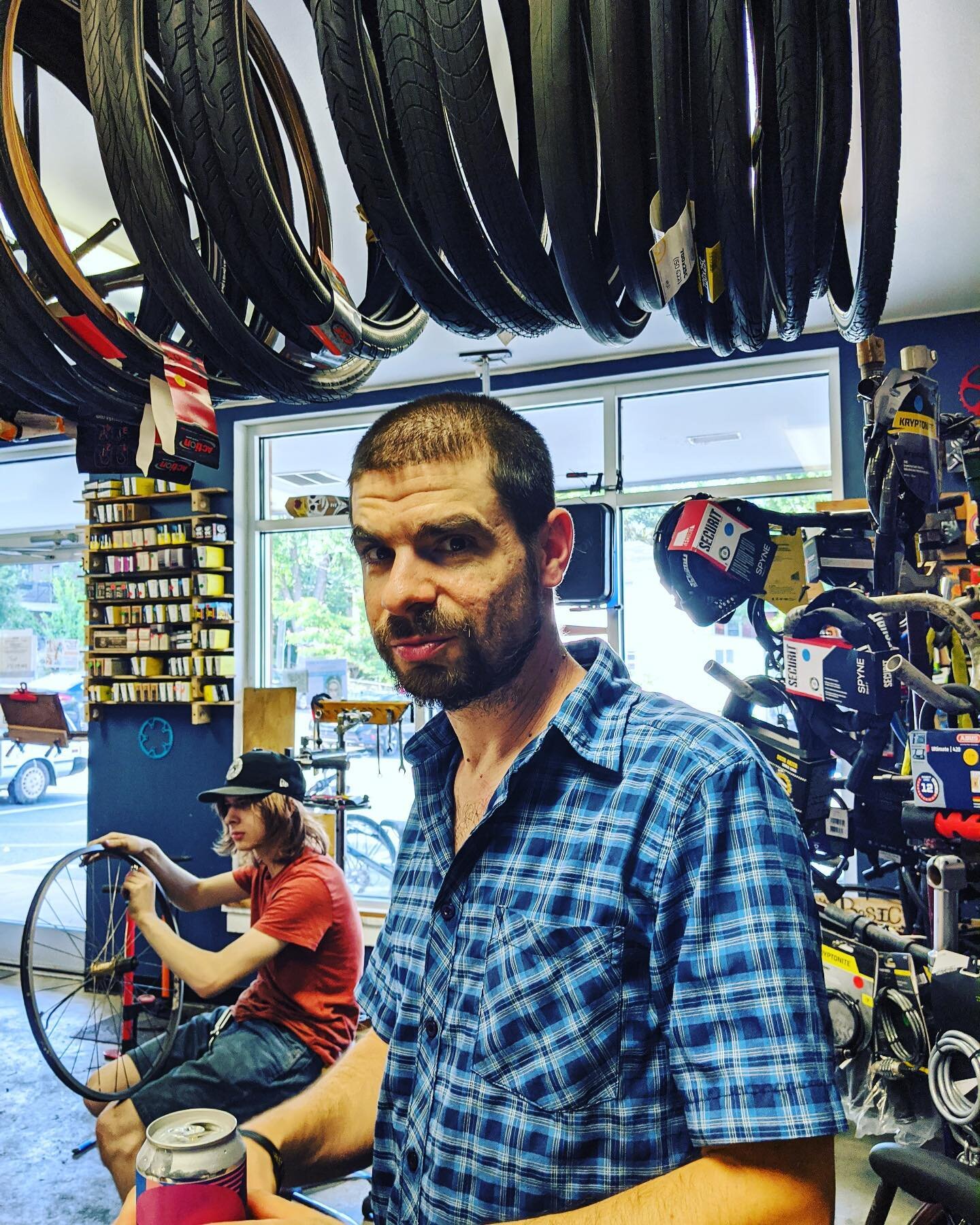 Father and son in the bike shop. 
⚙️🖤⚙️