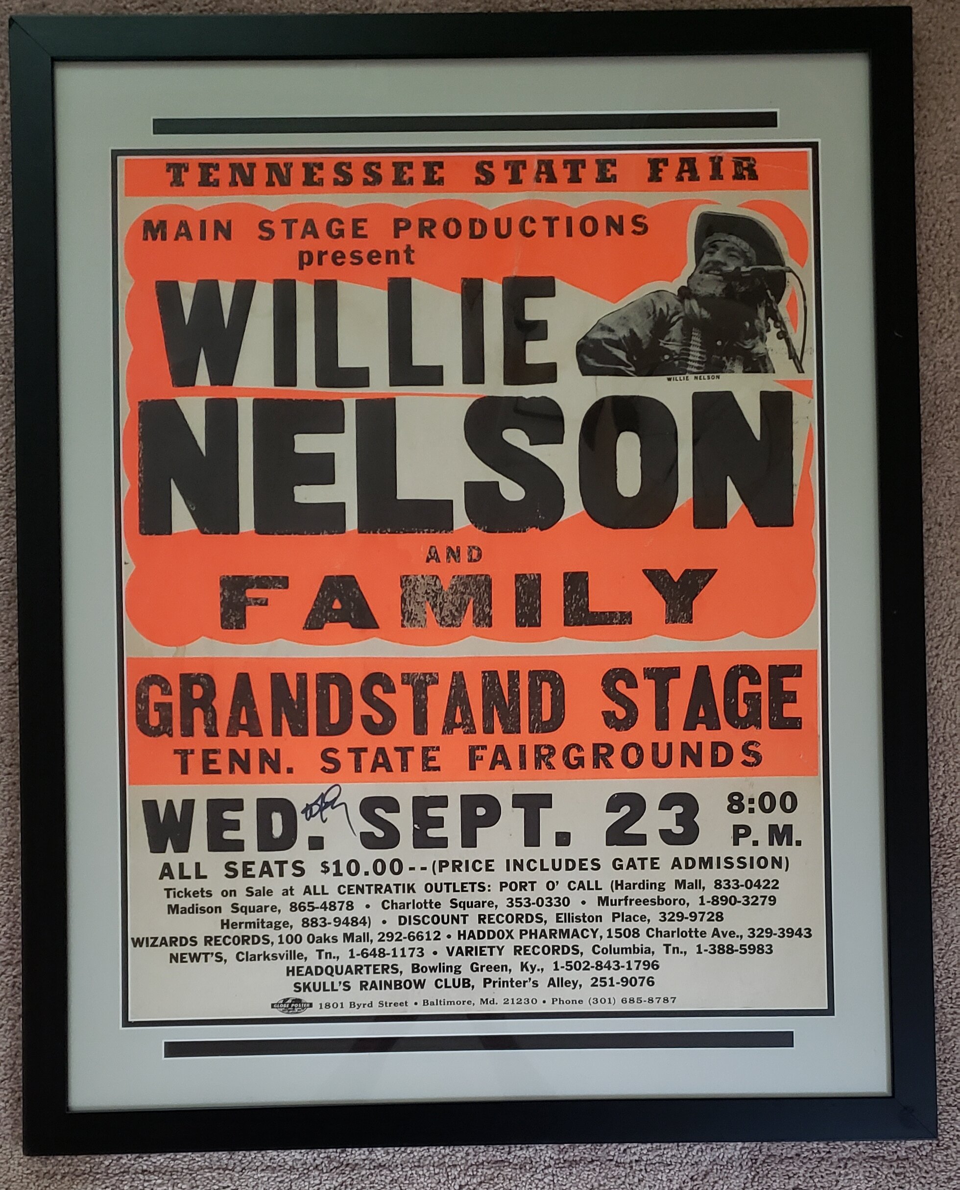 Willie Nelson Autographed Poster