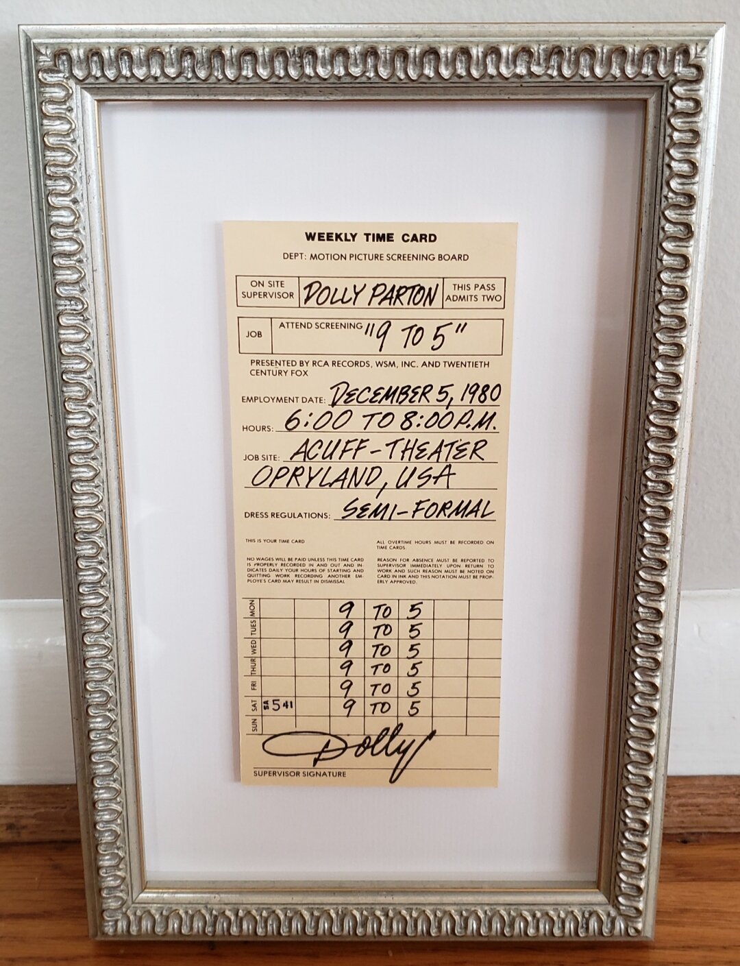 SOLD - Dolly Parton "9 to 5" Premiere Ticket