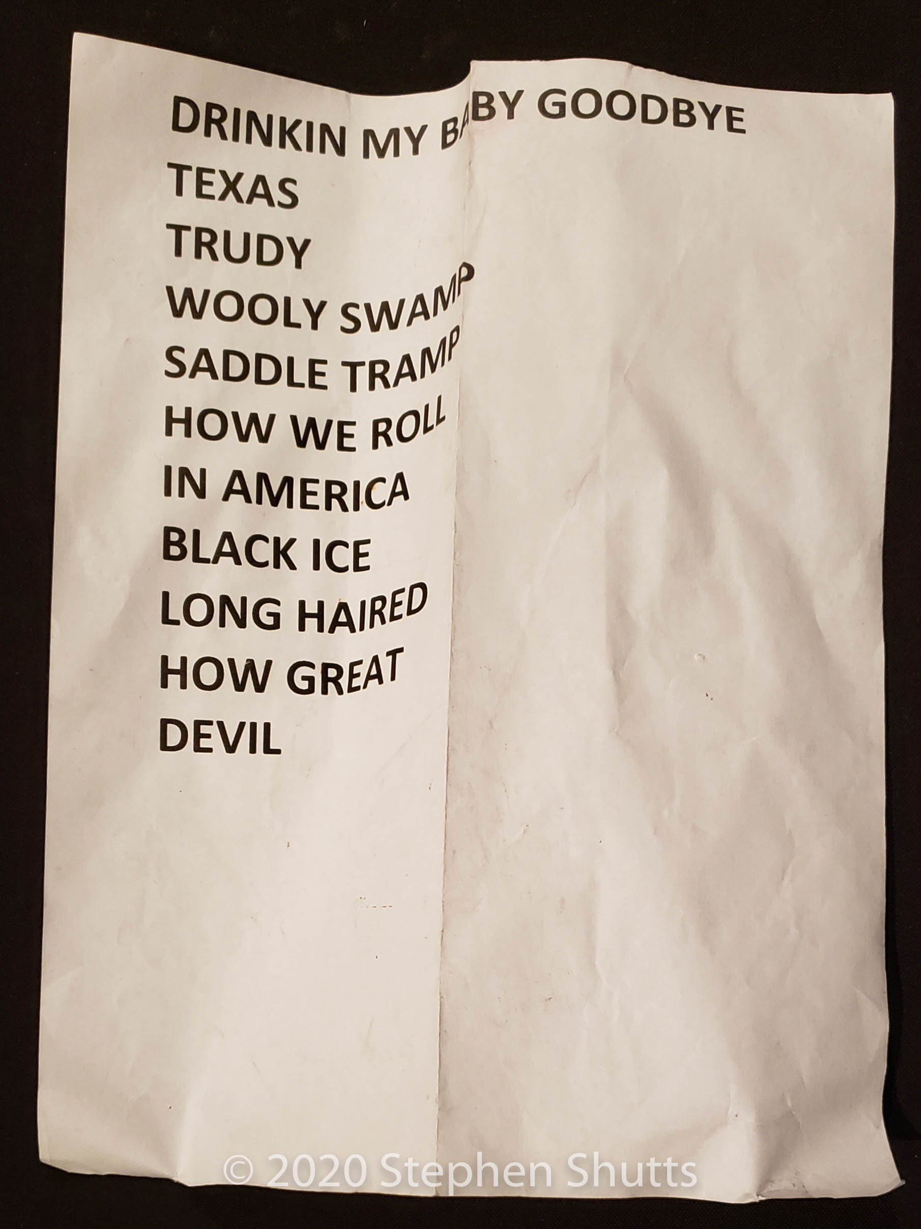 SOLD - Original Stage Use Setlist