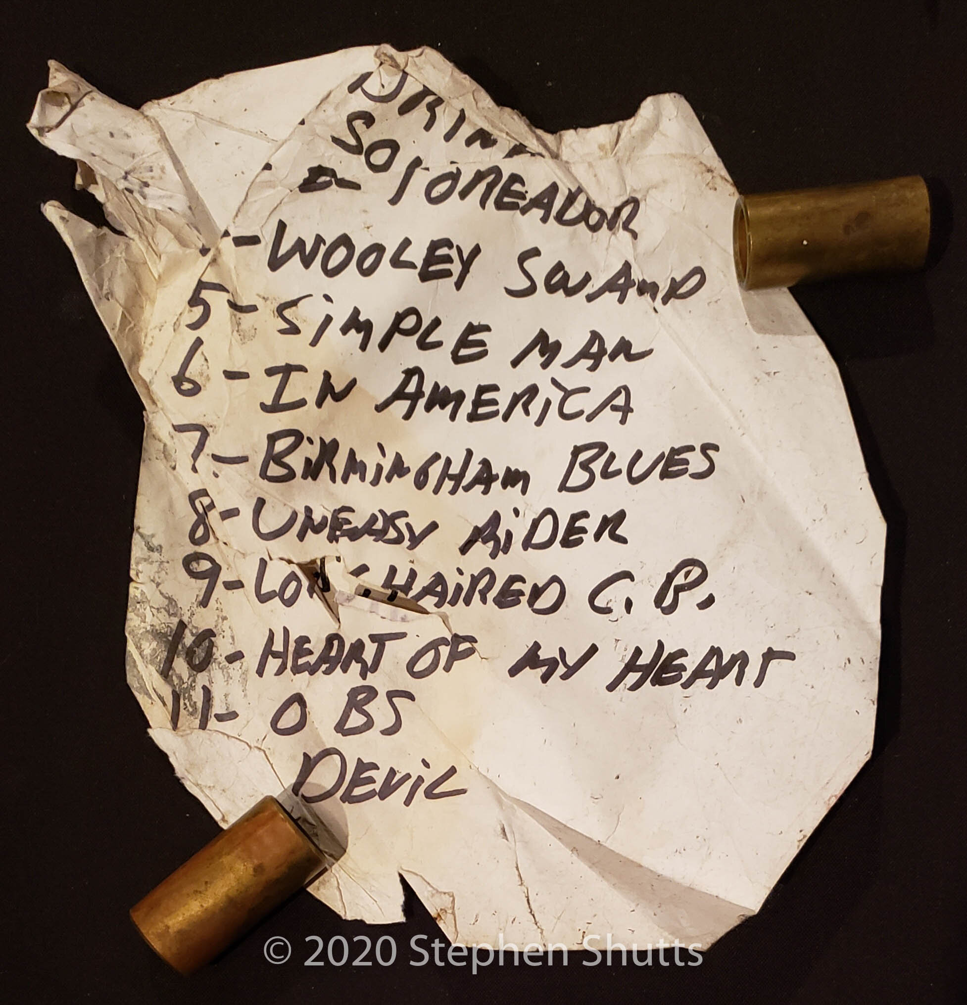 SOLD - Handwritten Set List