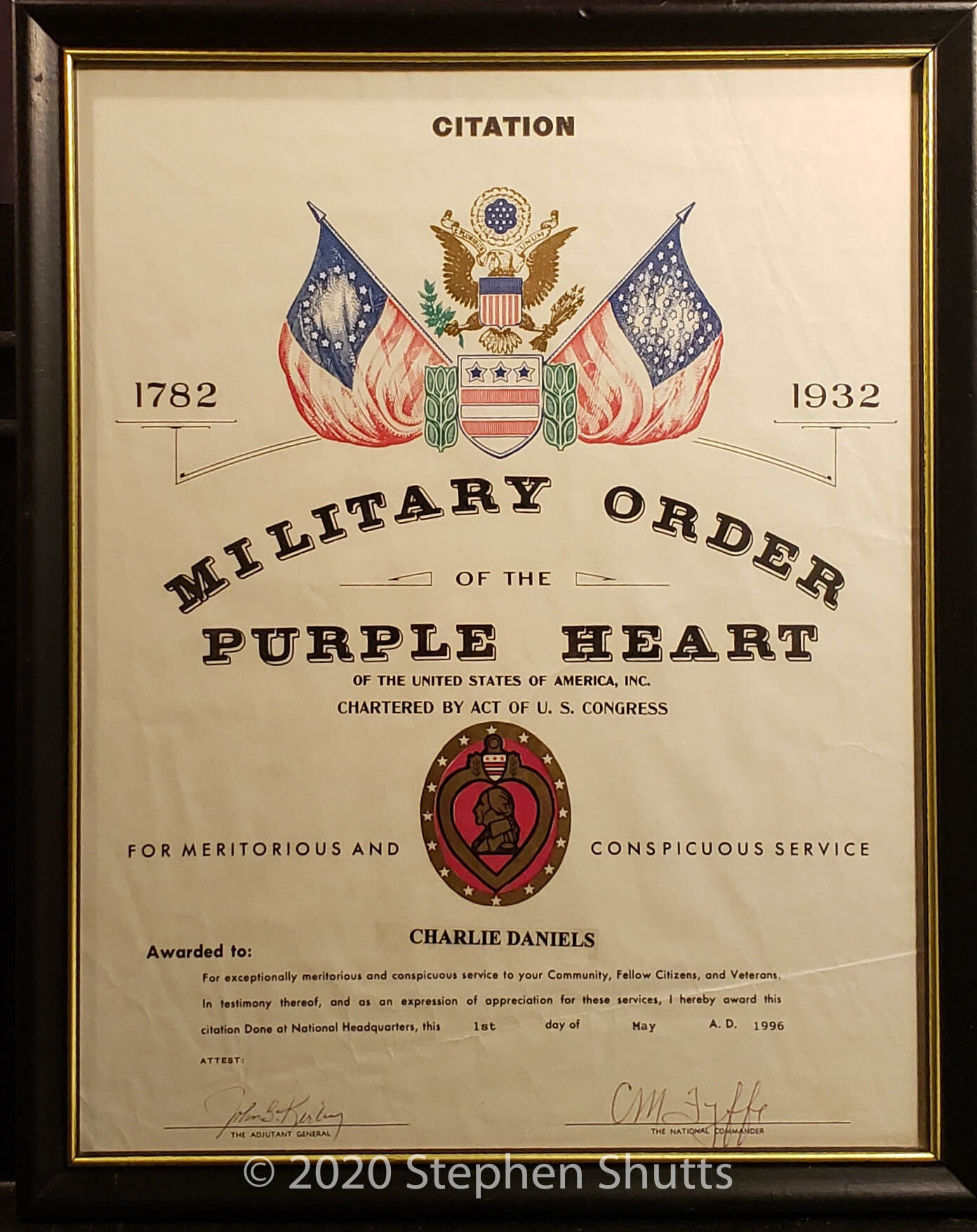 SOLD - Military Order of the Purple Heart