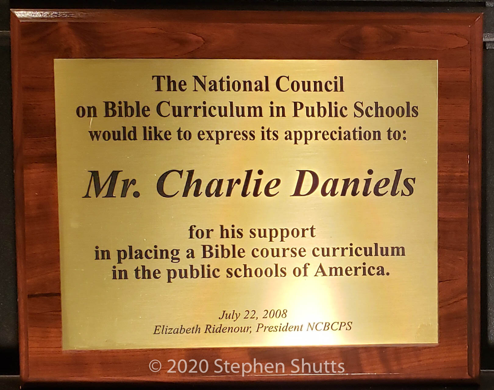 SOLD - Bible Curriculum Plaque Award