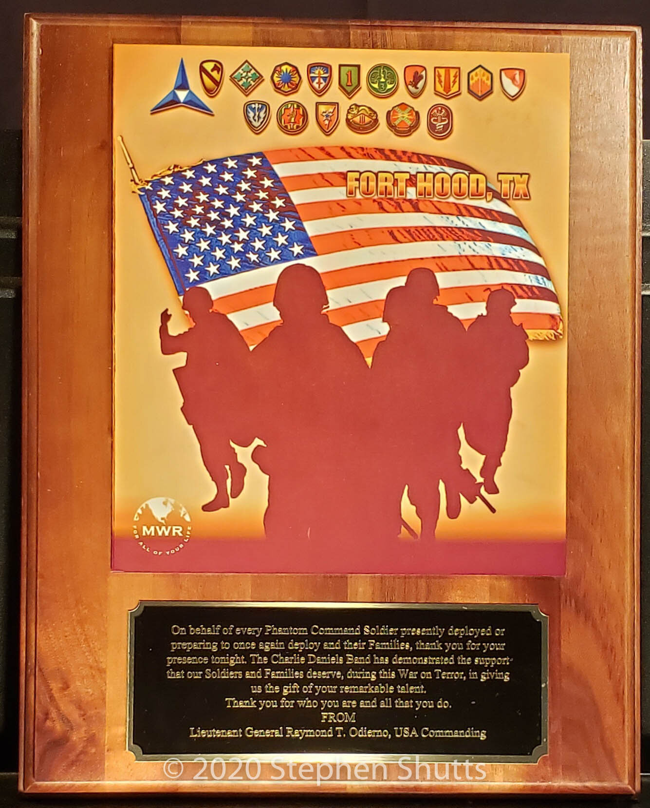 SOLD - Fort Hood Presentation Plaque