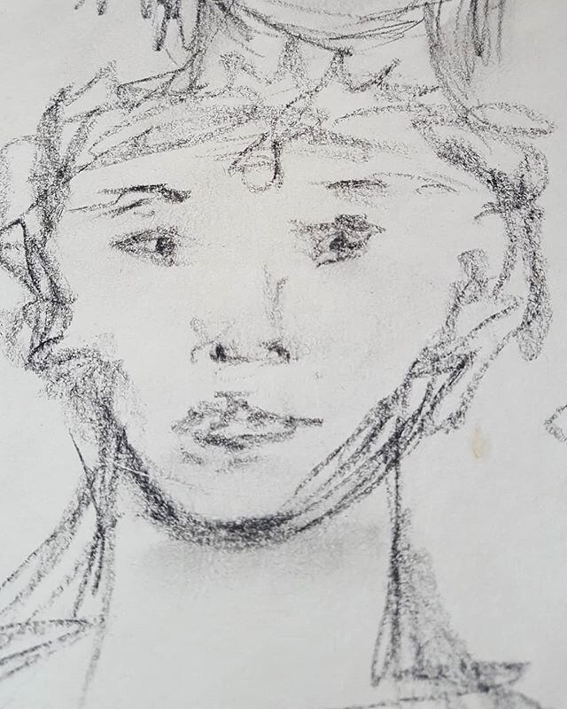 A very quick sketch. Less than 1 minute. Charcoal on paper