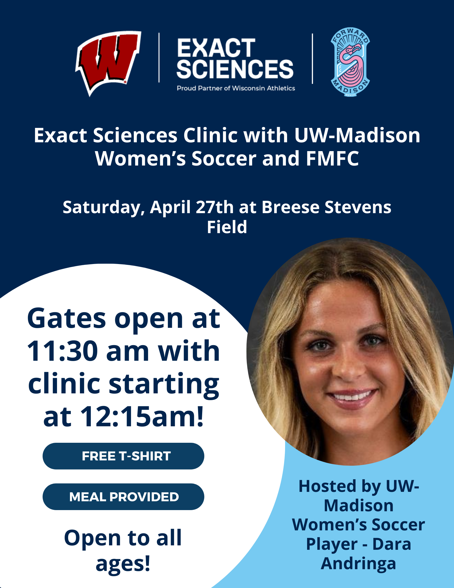 April 27th Soccer Clinic with UW-Madison Women's Soccer and FMFC