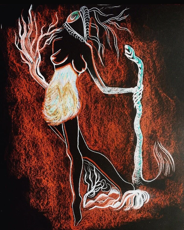  Woman’s Tale, conte and oil pastel on paper, 2017  Samantha Cimino 