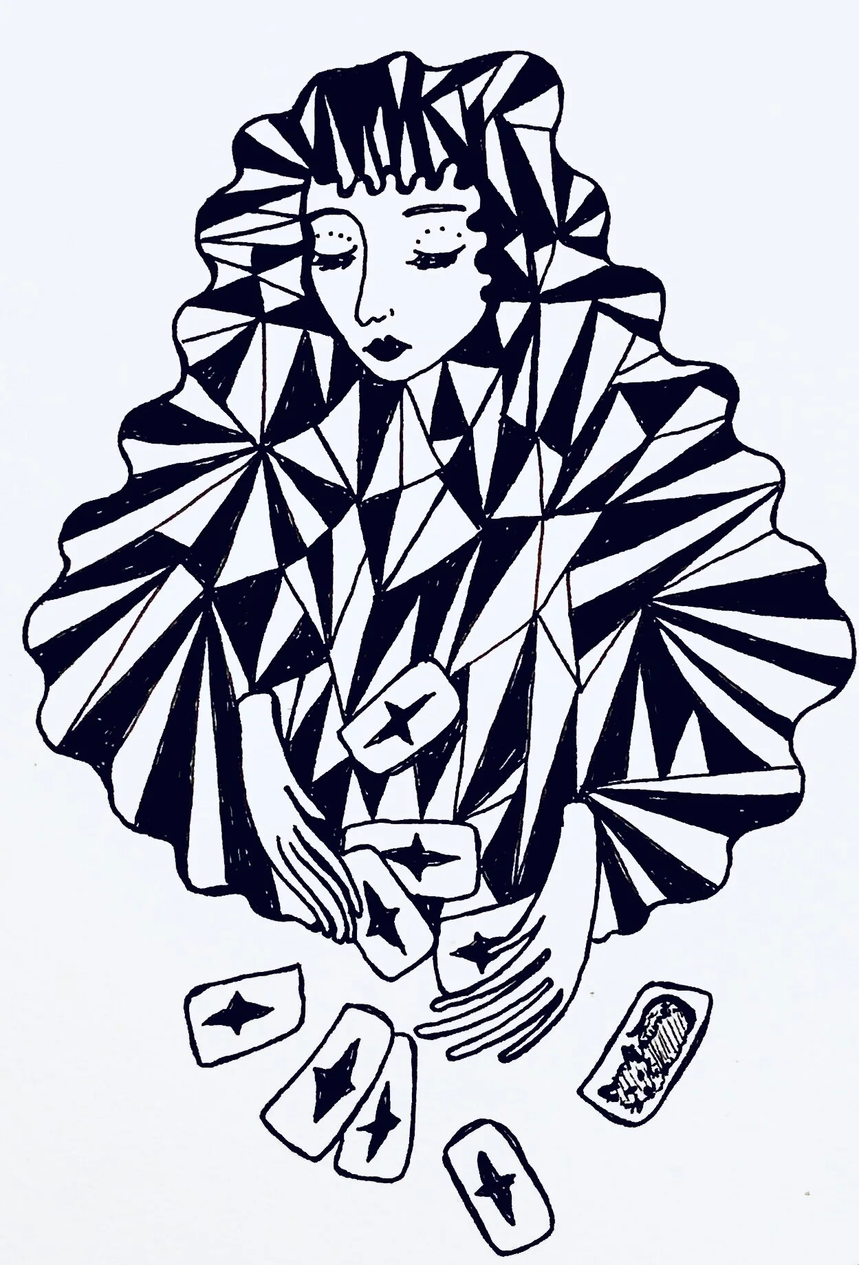  Tarot Reader, ink on paper, 2019  Samantha Cimino 
