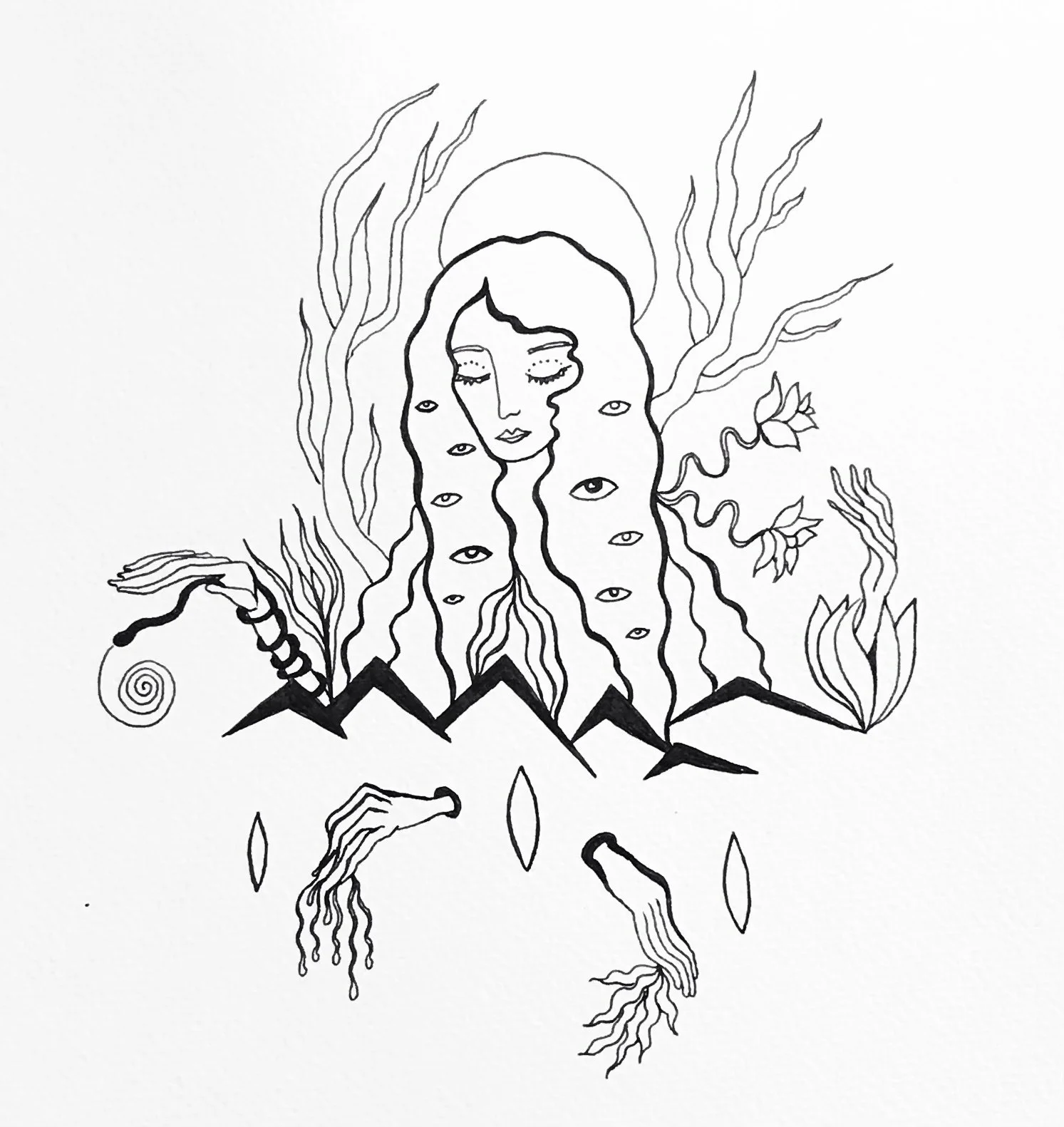 Magician, ink on paper, 2021