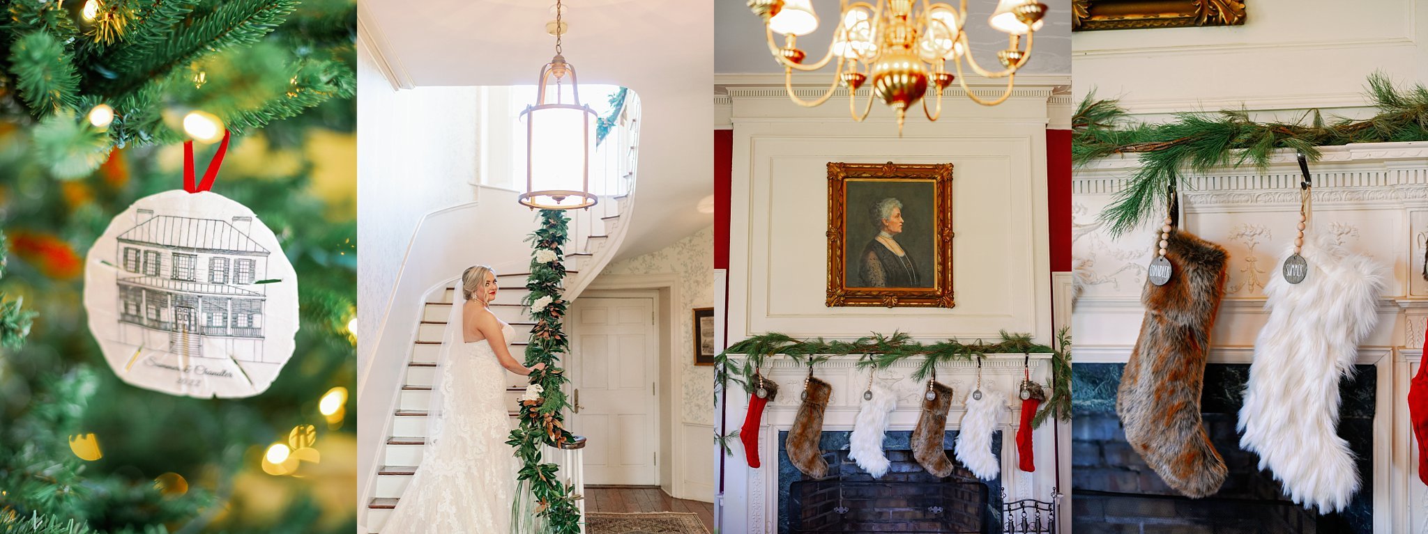 Charleston Christmas wedding inspiration at a historic wedding venue in Beaufort South Carolina. Photographed by South Carolina wedding photographer with a classic style.