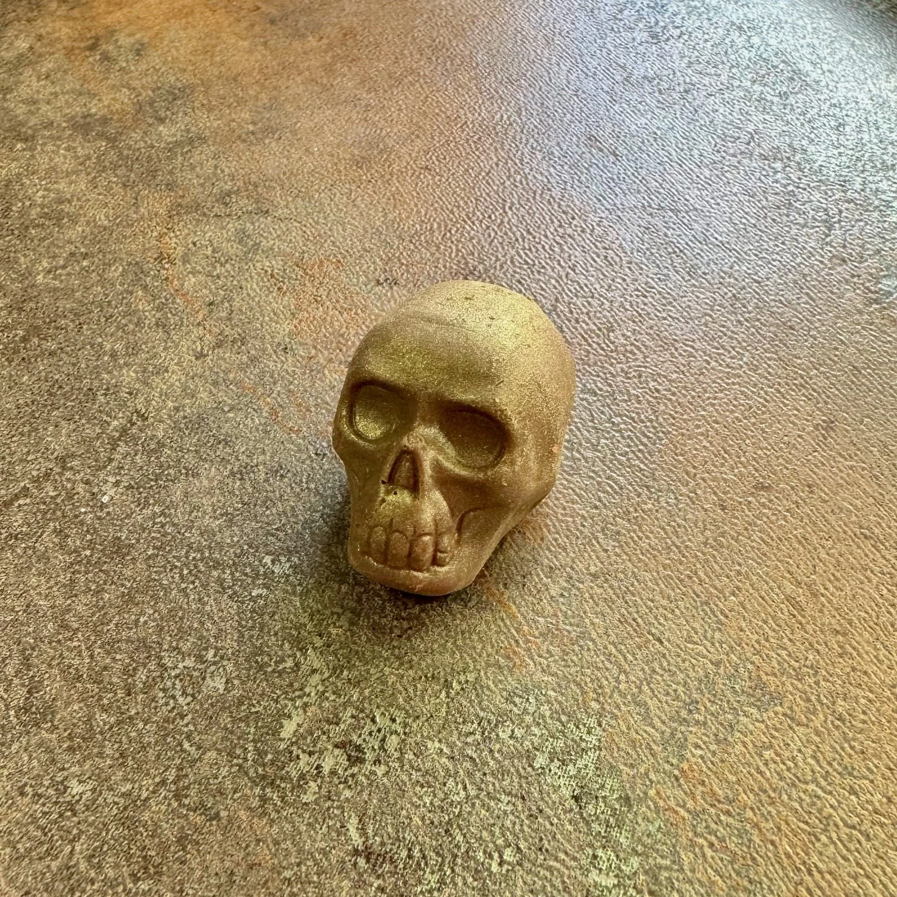Golden skull made of chocolate