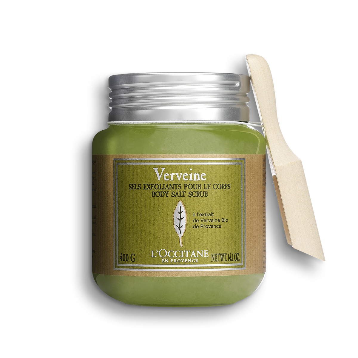 L’Occitane Verbena Body Salt Scrub, $28.00 (currently on sale, originally $39.00)