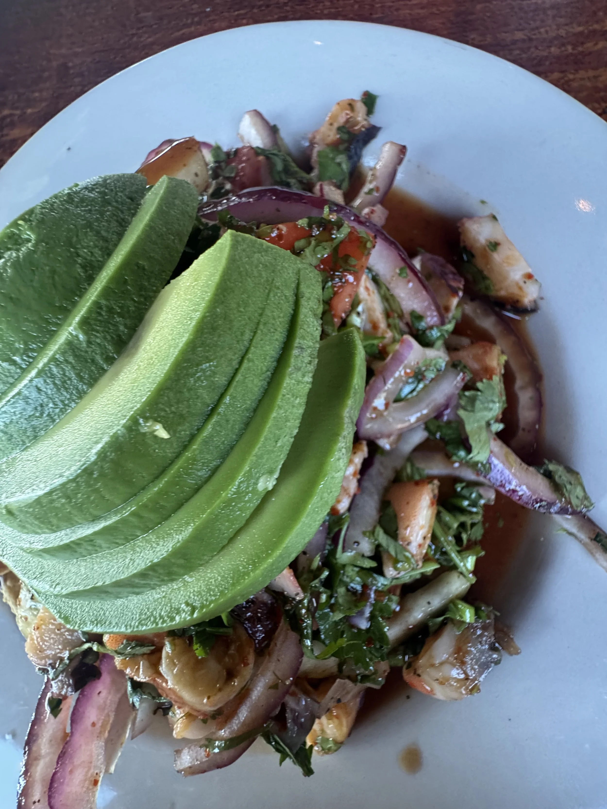 Seafood: Tostada Mixta -Camaron y Pulpo