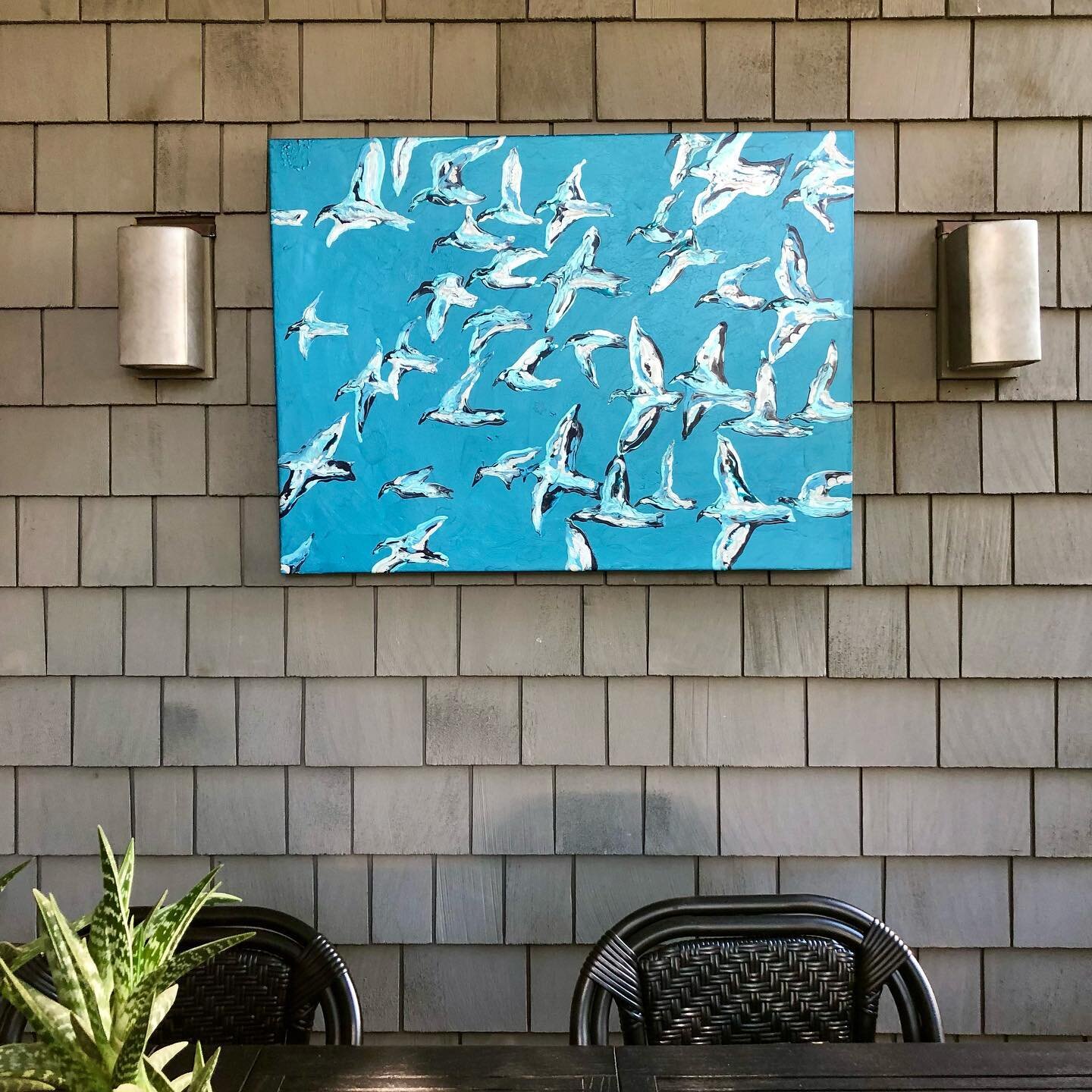 New fluid acrylic art for the porch! &ldquo;Flying Home&rdquo; 36 x 48&rdquo; on panel. All my panels are perfect for a covered porch! DM me for details or to order your custom art!
