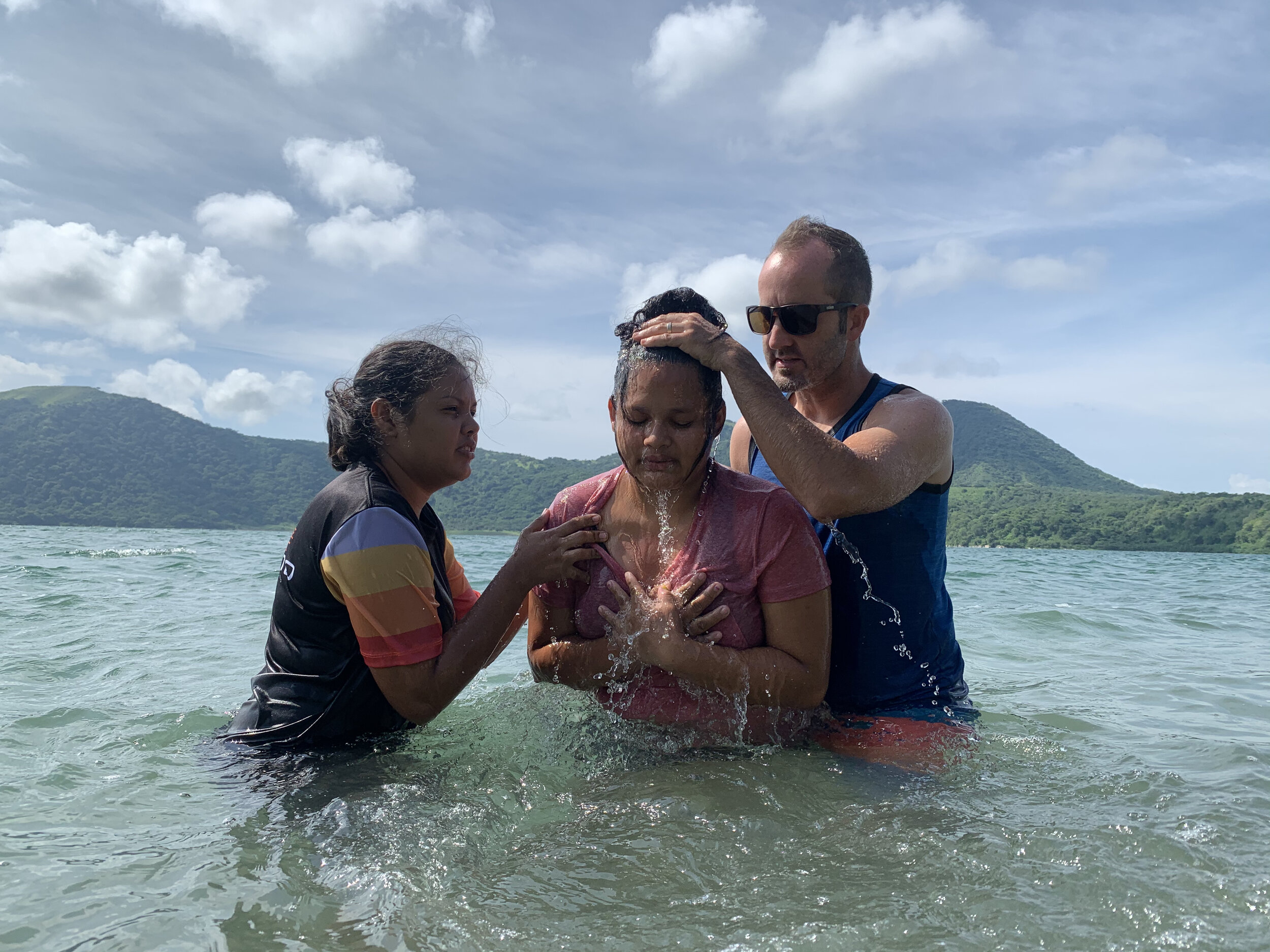 Josefa being baptized