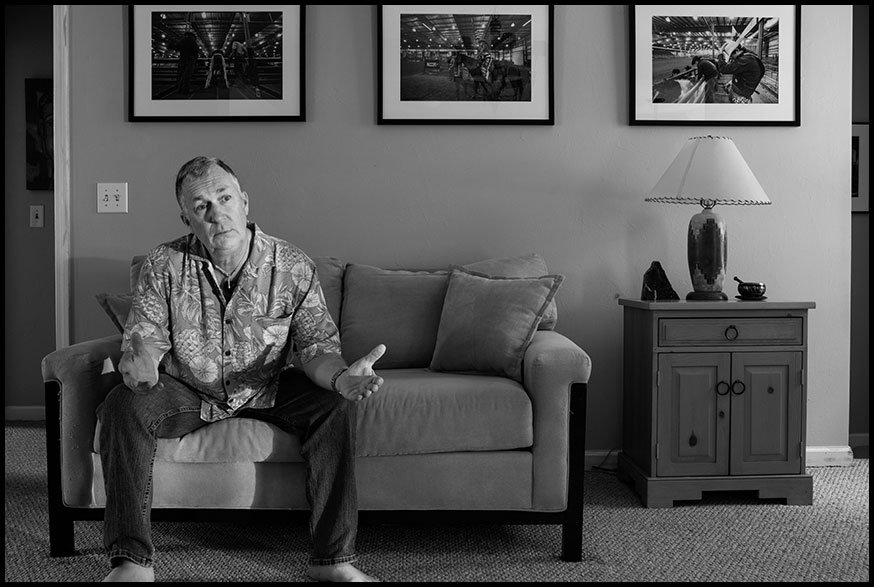 Me sitting on the couch talking.