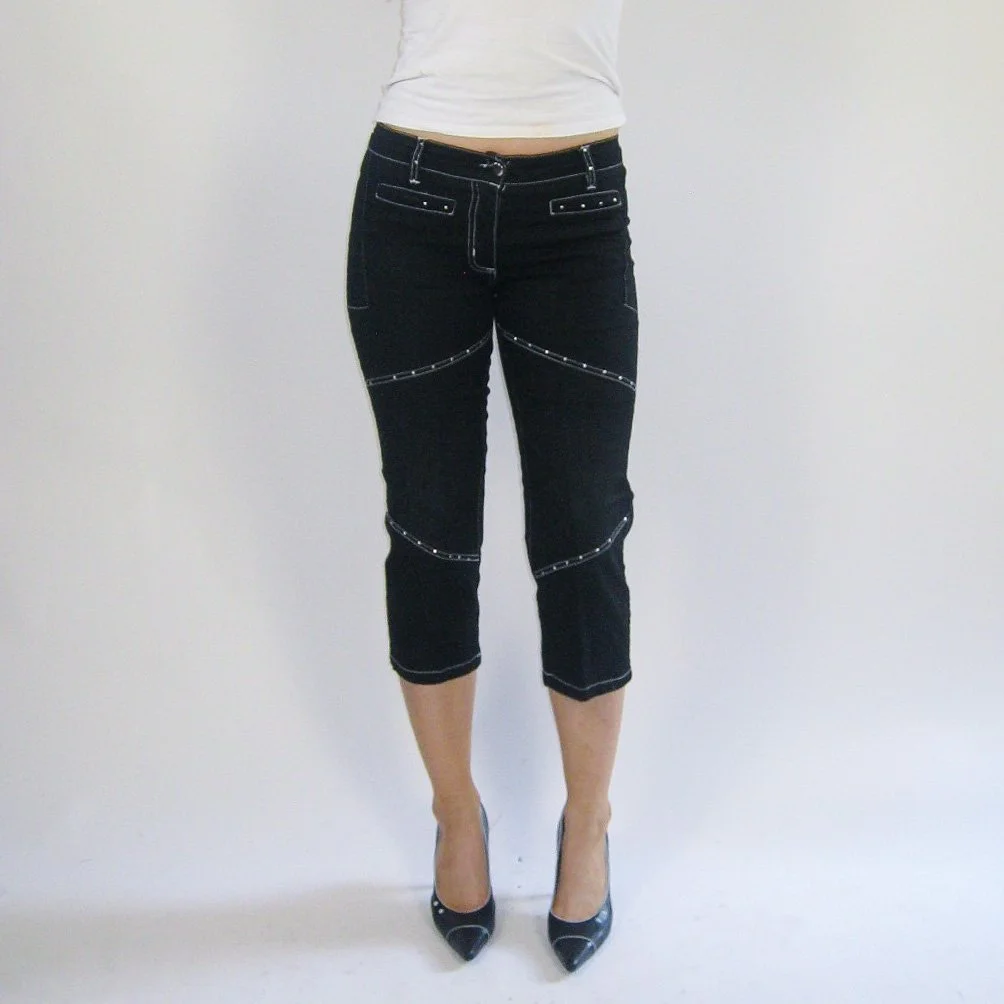 Y2K Crystal Black Capris - 6/8