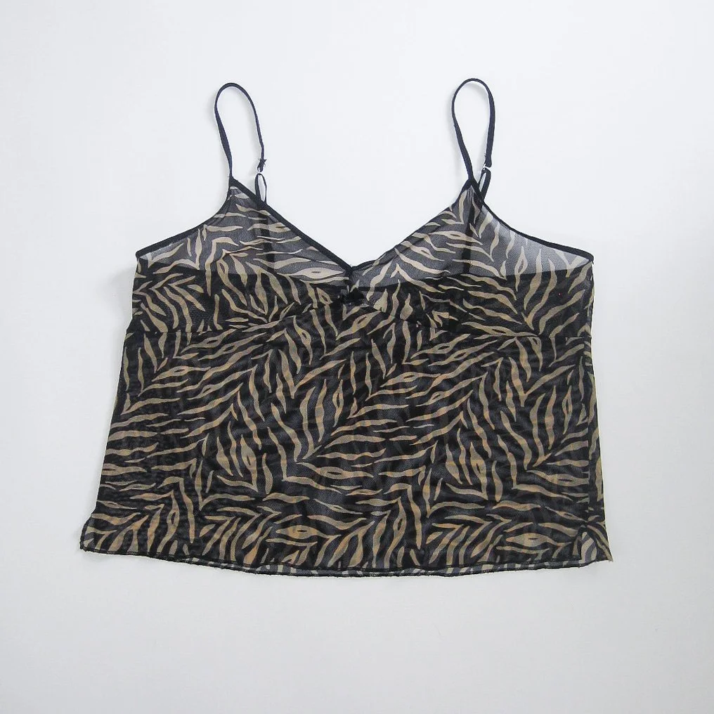 Y2K Animal Print Mesh Cami Top - XL