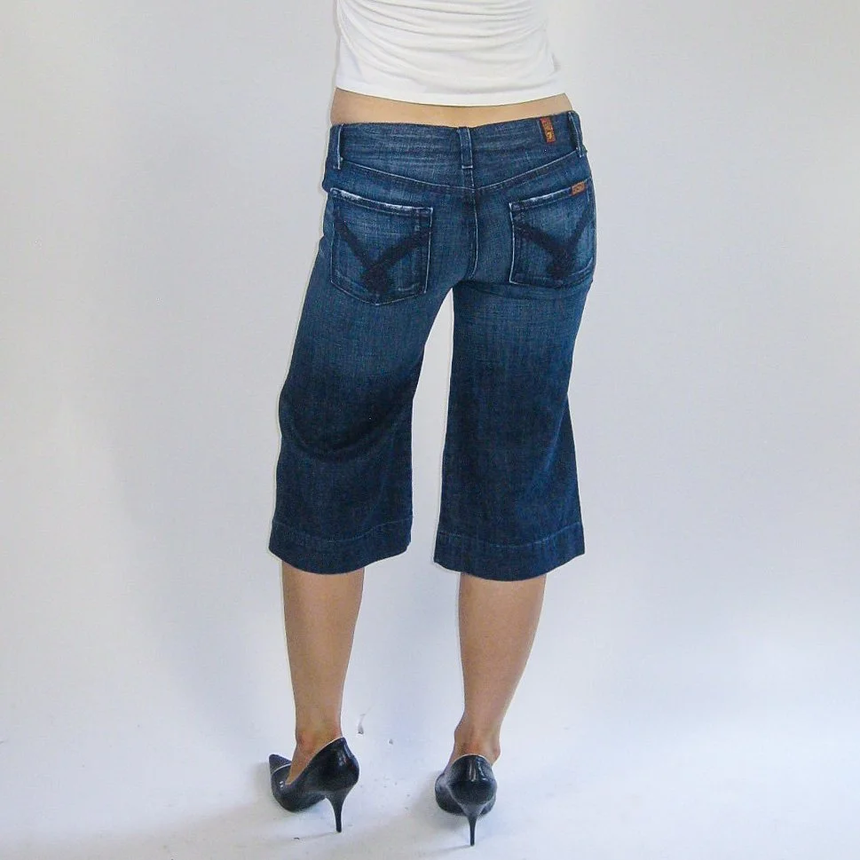 Y2K Wide Leg Denim Capris - 28