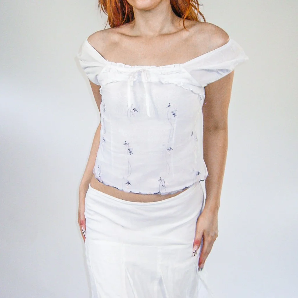 Y2K Puff Sleeve Milkmaid Top- S