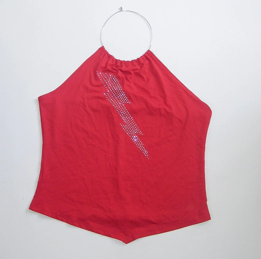 Y2K Bedazzled Halter Top - L/XL