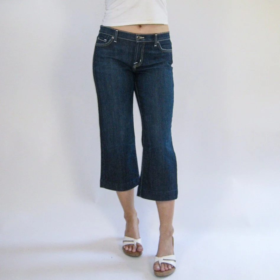 Y2K Wide Leg Denim Capris - 29