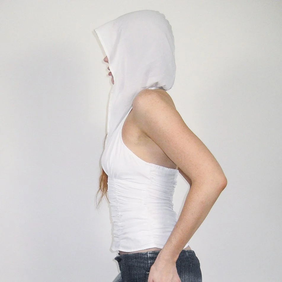Y2K Bebe Ruched Hood Top - S