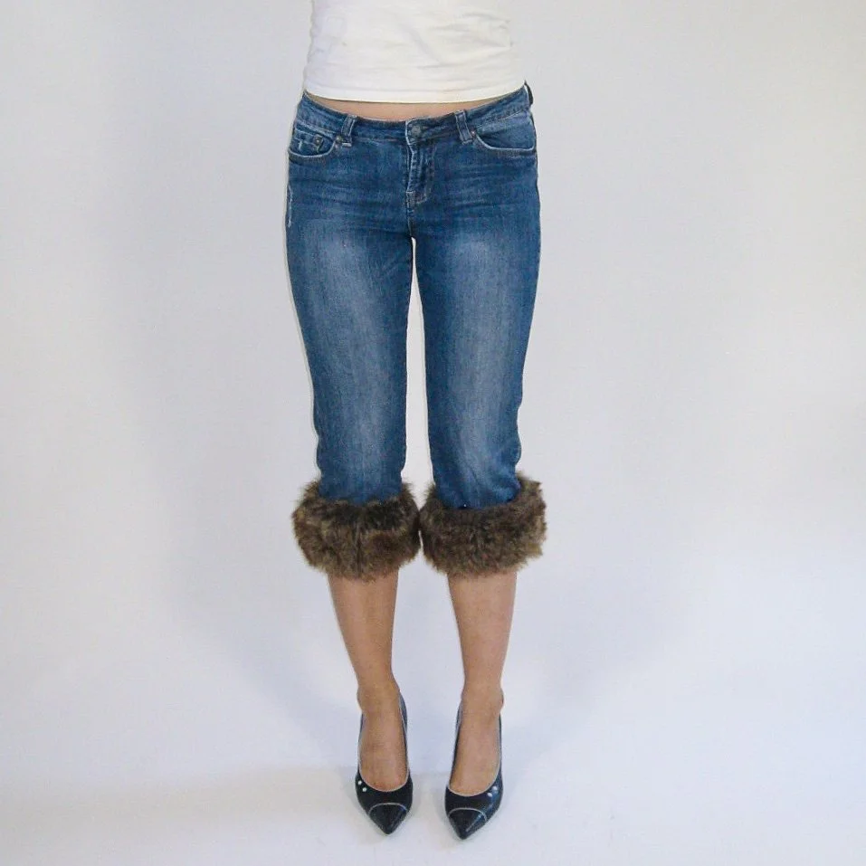 Y2K Denim Fur Capris - 8