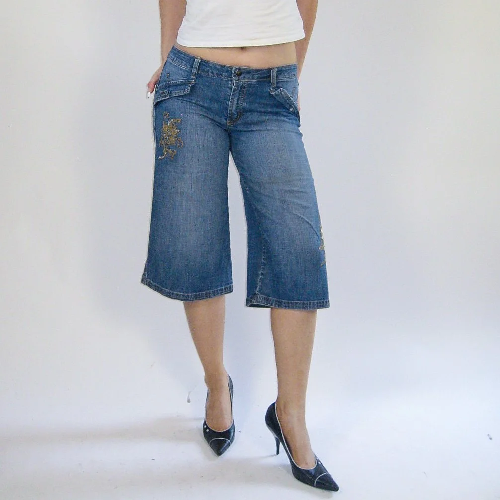 Y2K Low Rise Denim Capris - 6/8