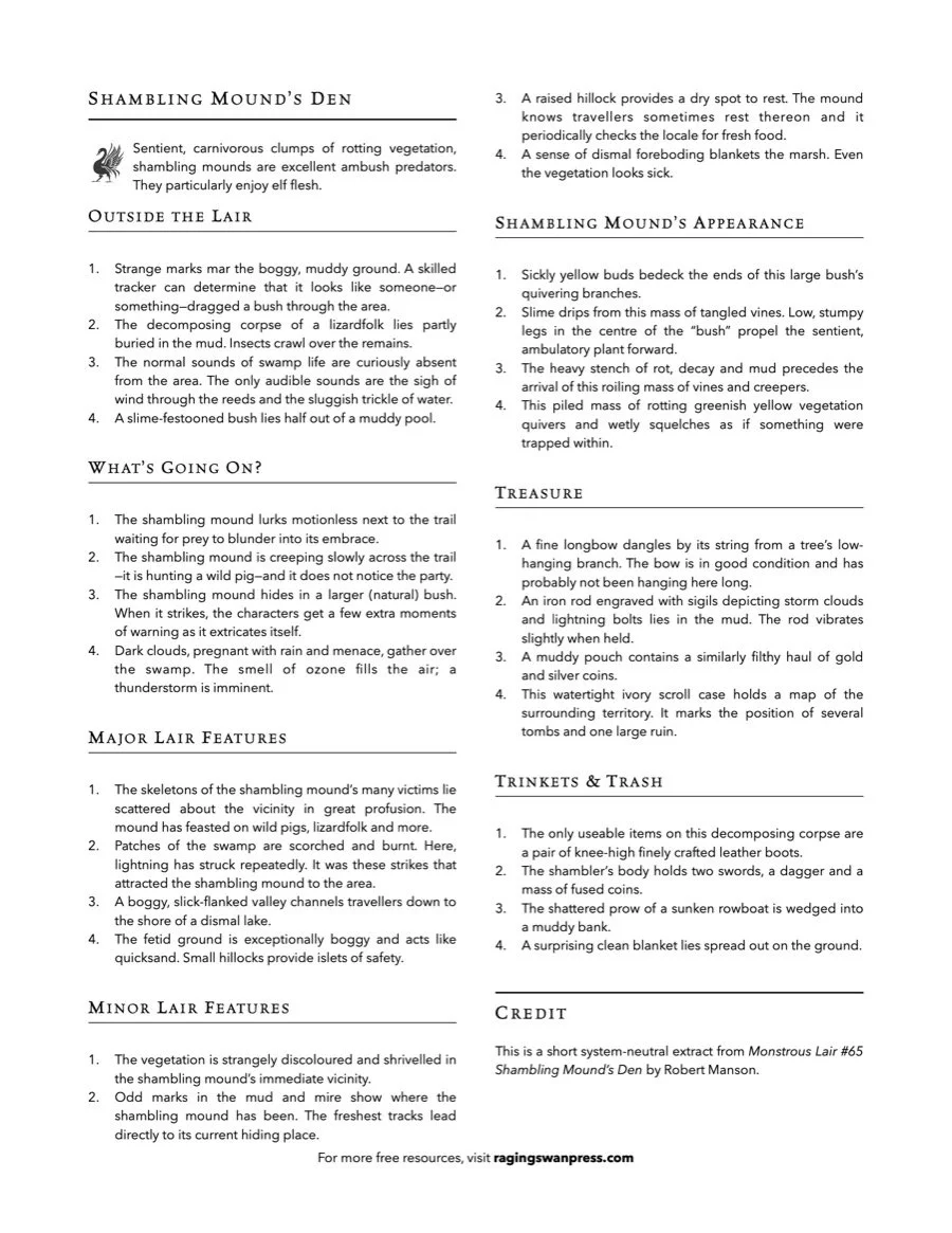 Shambling Mound's Den