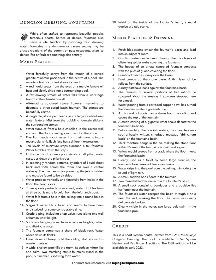 Dungeon Dressing: Fountains