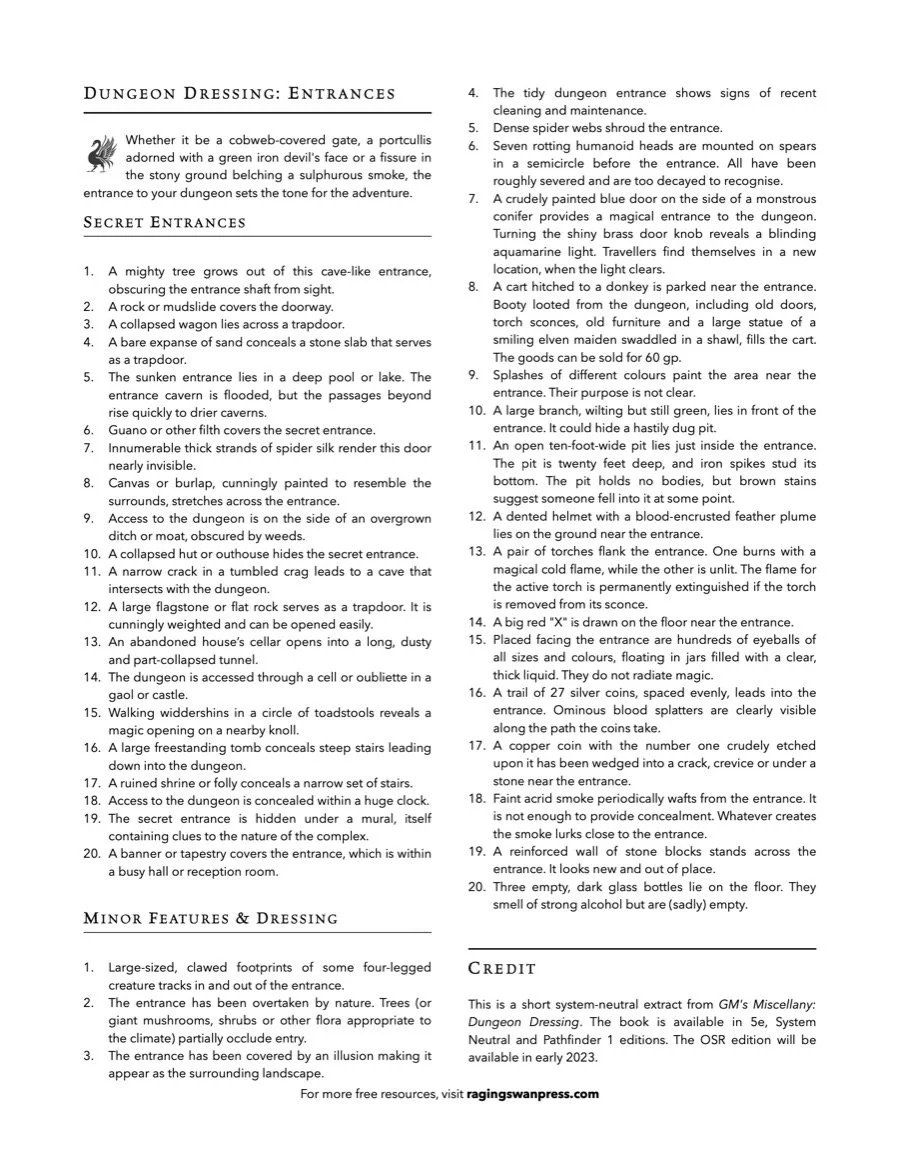 Dungeon Dressing: Entrances