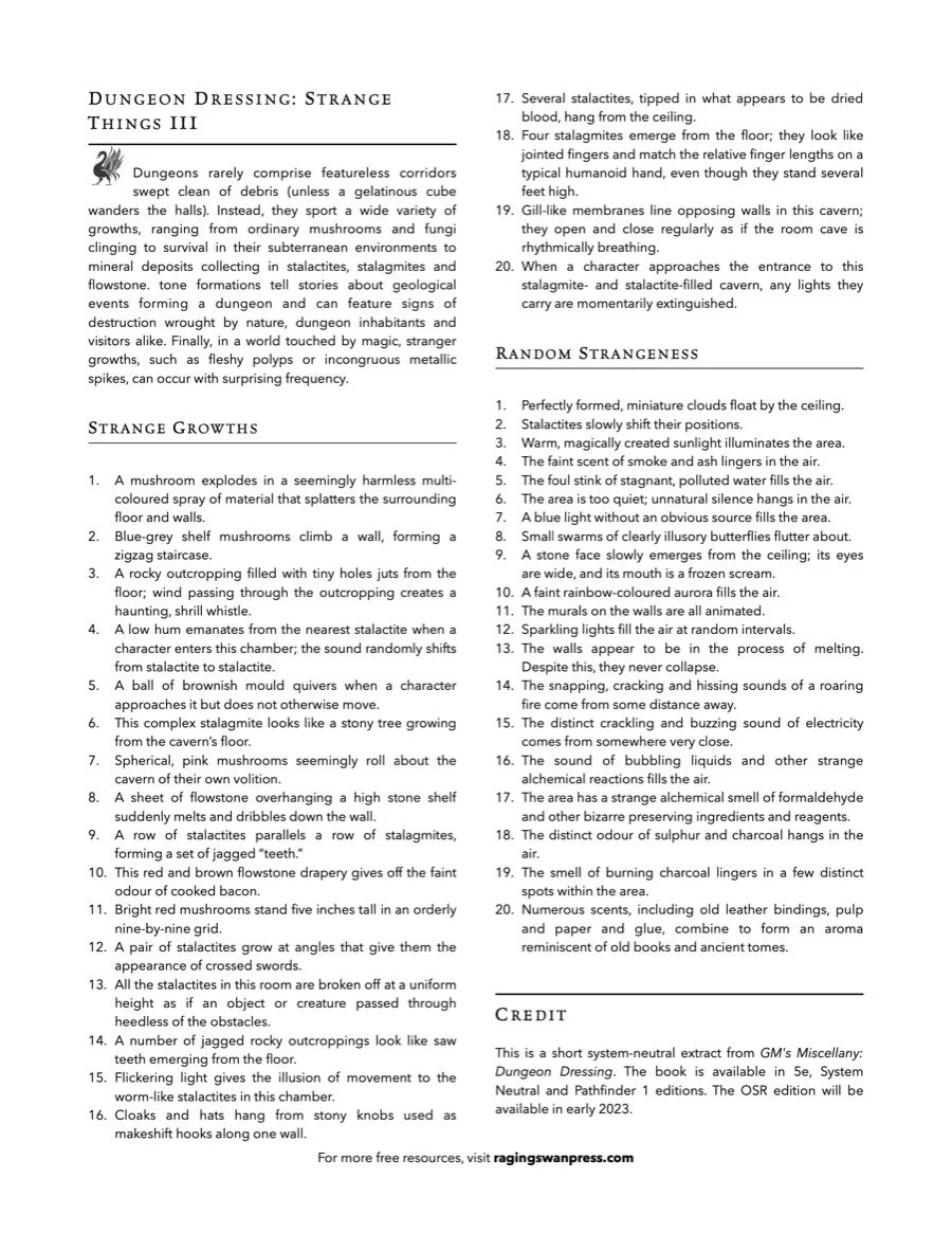 Dungeon Dressing: Strange Things III