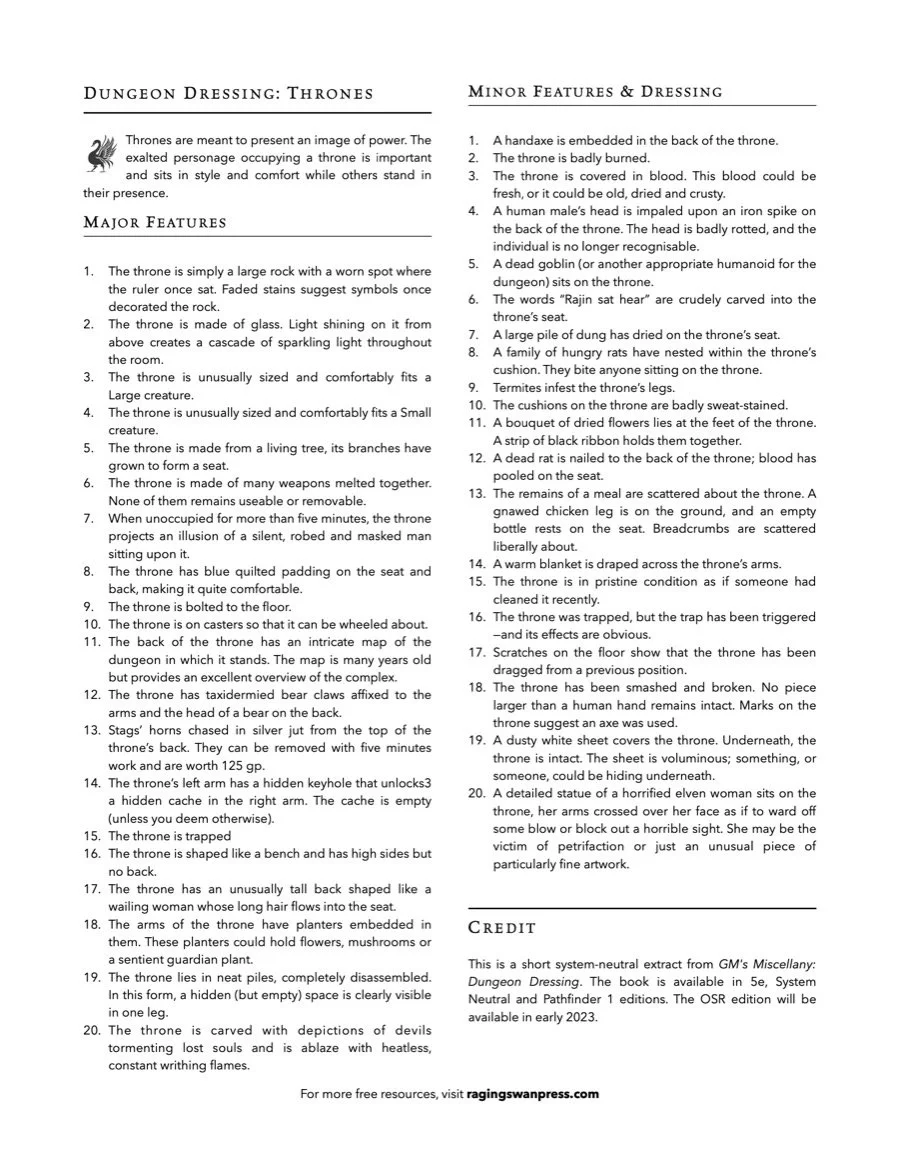Dungeon Dressing: Thrones