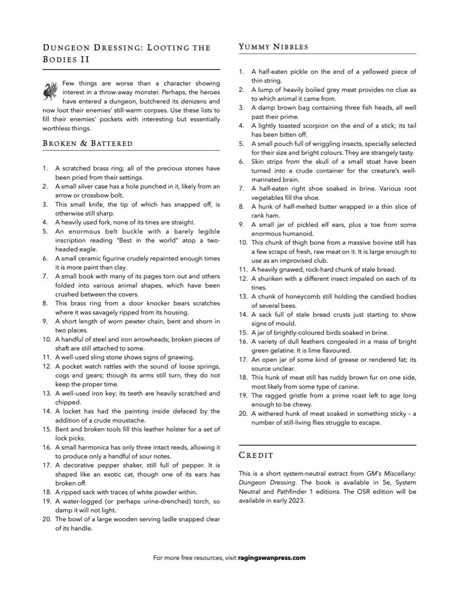 Dungeon Dressing: Looting the Bodies II