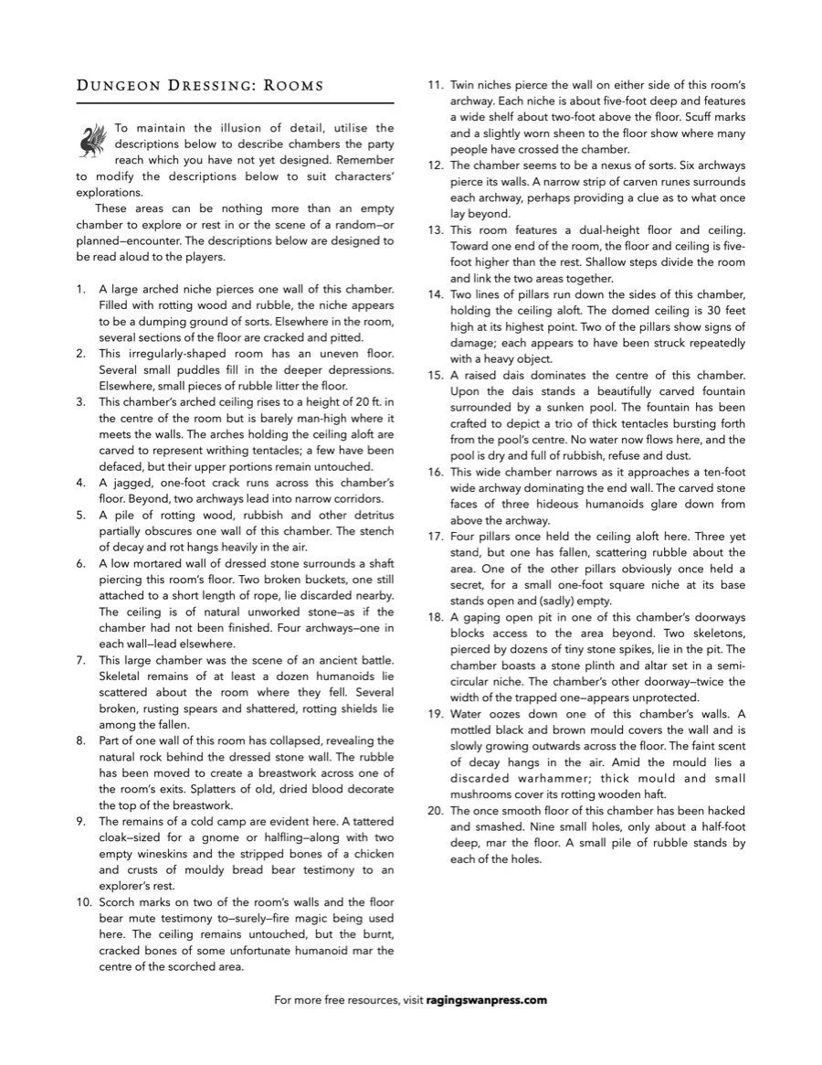 Dungeon Dressing: Dungeon Rooms